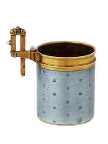 SMALL RUSSIAN GILT SILVER GUILLOCHE ENAMEL CUP
