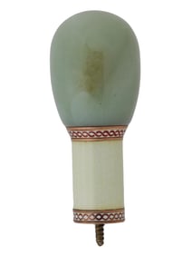 RUSSIAN GOLD MOUNTED CARVED JADE CANE HANDLE