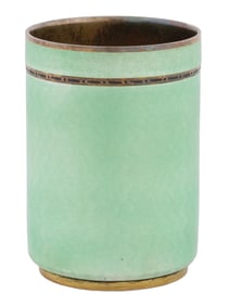 RUSSIAN 88 GILT SILVER GREEN GUILLOCHE ENAMEL CUP