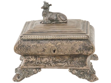 ANTIQUE 18TH C GERMAN SILVER TRINKET BOX