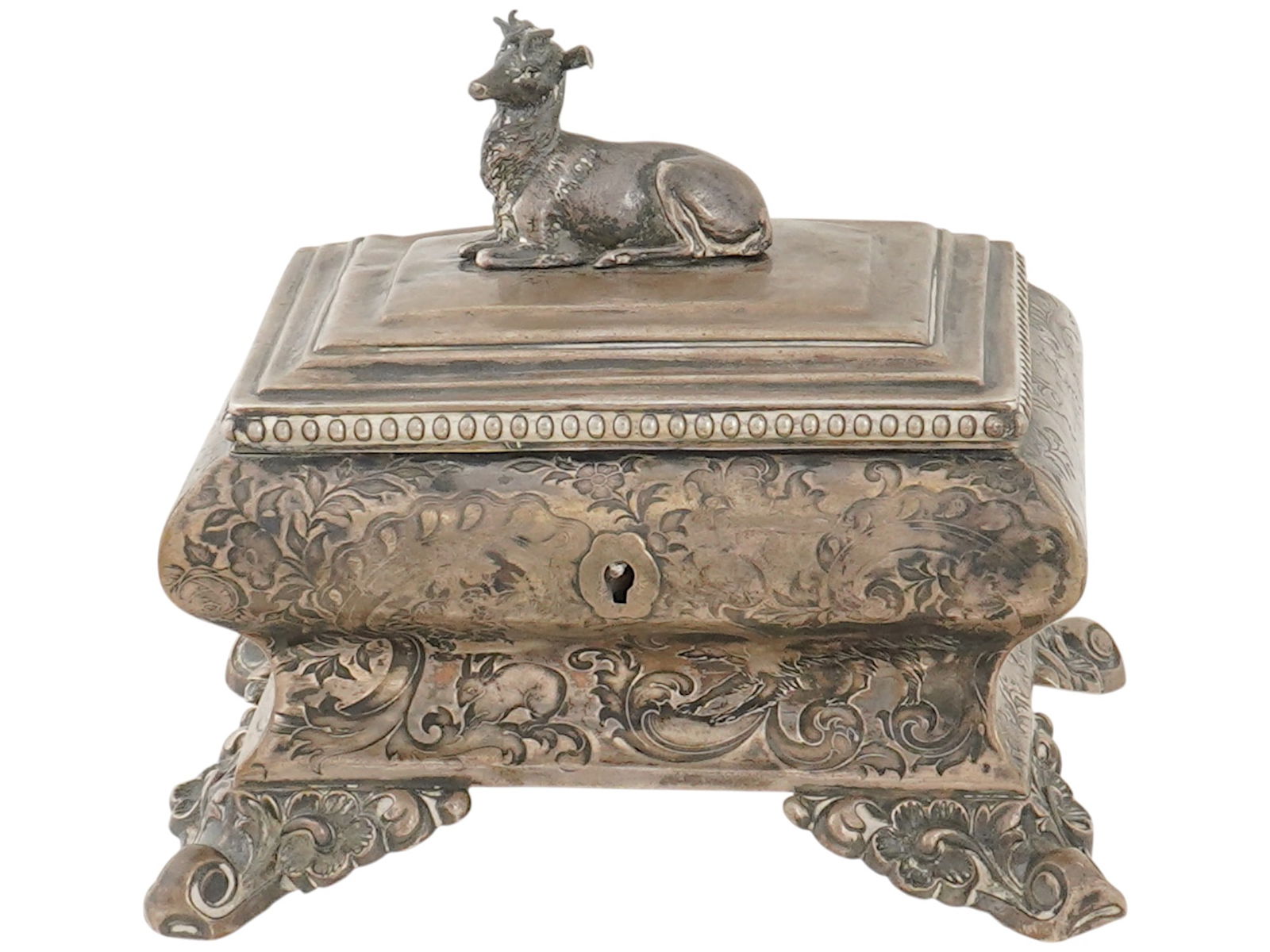 ANTIQUE 18TH C GERMAN SILVER TRINKET BOX (1 of 11)