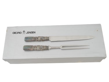 GEORG JENSEN DENMARK STERLING SILVER MEAT CARVING SET