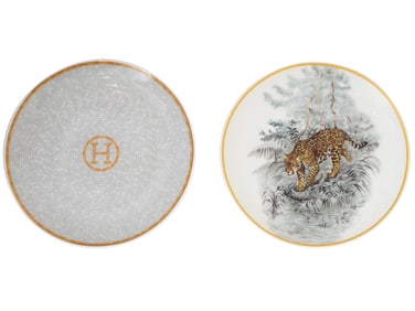 PAIR OF FRENCH PORCELAIN SERVING PLATES BY HERMES