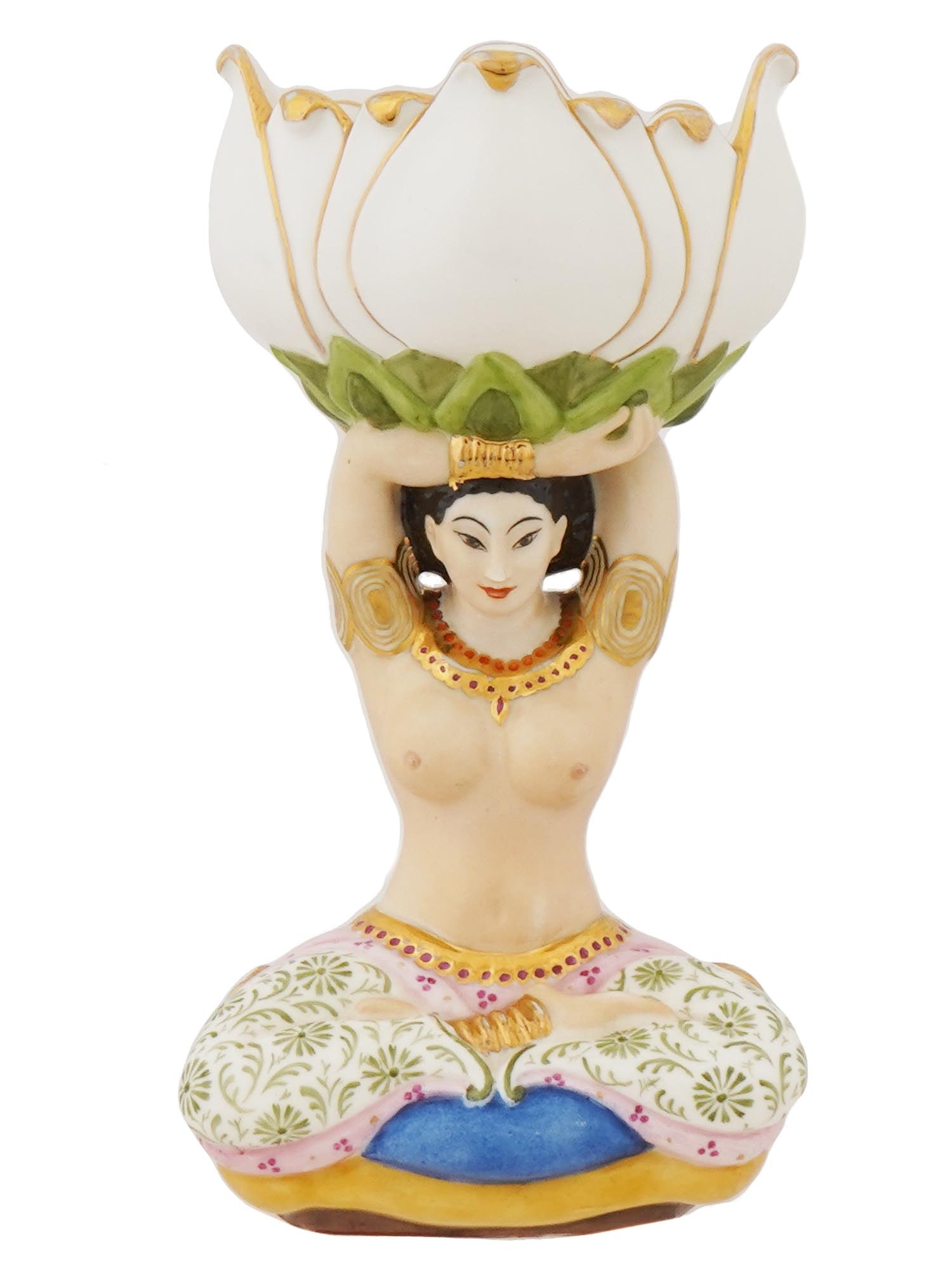 EARLY SOVIET PORCELAIN FIGURE OF GIRL WITH LOTUS FLOWER (1 of 7)