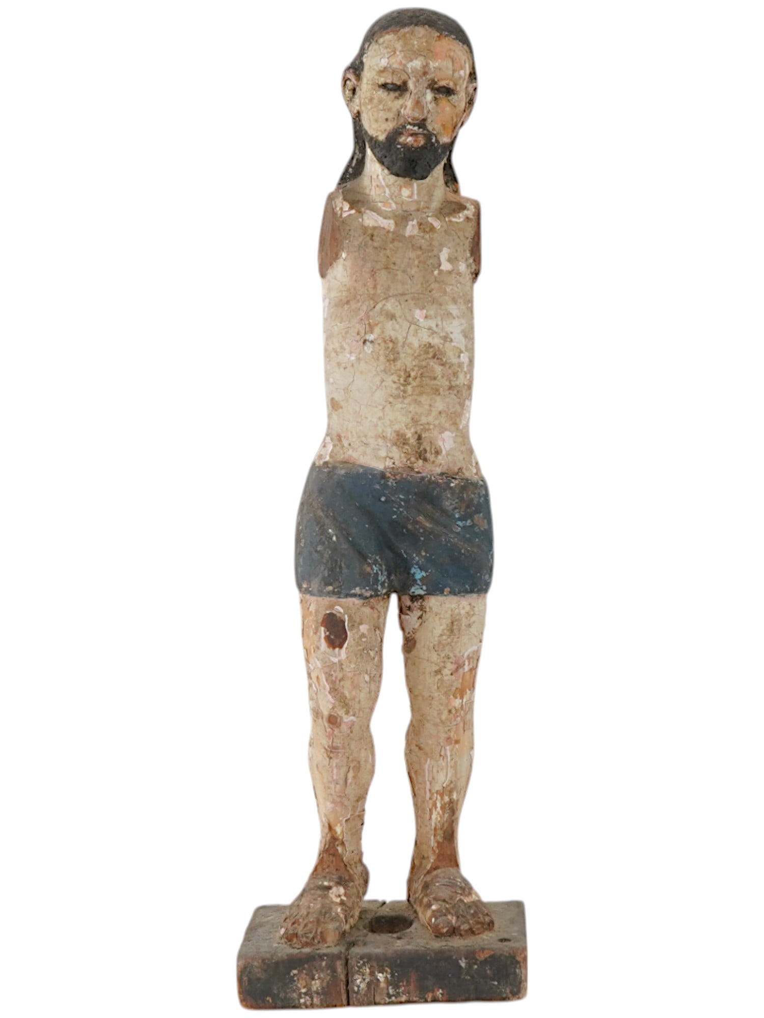 ANTIQUE RELIGIOUS PAINTED WOOD SCULPTURE OF JESUS (1 of 9)