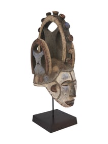 WEST AFRICAN NIGERIA IGBO PEOPLE WOODEN HELMET MASK
