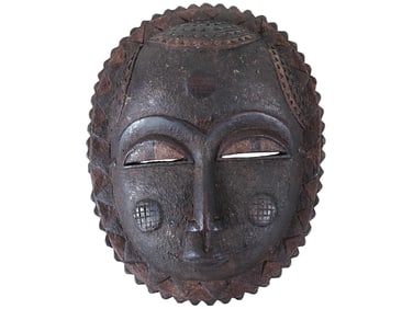TRADITIONAL AFRICAN IVORY COAST BAULE CARVED WOOD MASK