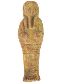 ANCIENT EGYPTIAN FAIENCE USHABTI FIGURINE CA 600 BC