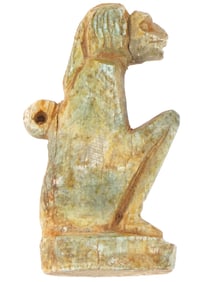 ANCIENT EGYPTIAN CARVED SOAPSTONE BABOON PENDANT