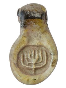 ANCIENT ROMAN GLASS AMULET MENORAH CIRCA 100 AD