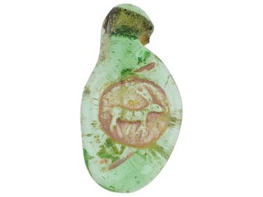 300 AD ROMAN ANIMAL GREEN GLASS MEDALLION PENDANT