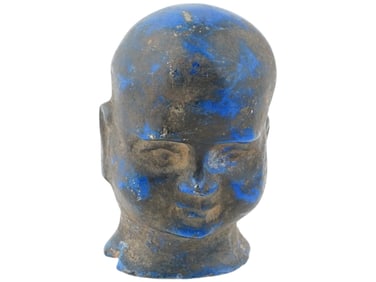 ANCIENT EGYPTIAN HAND CARVED LAPIS LAZULI HEAD 300 BC