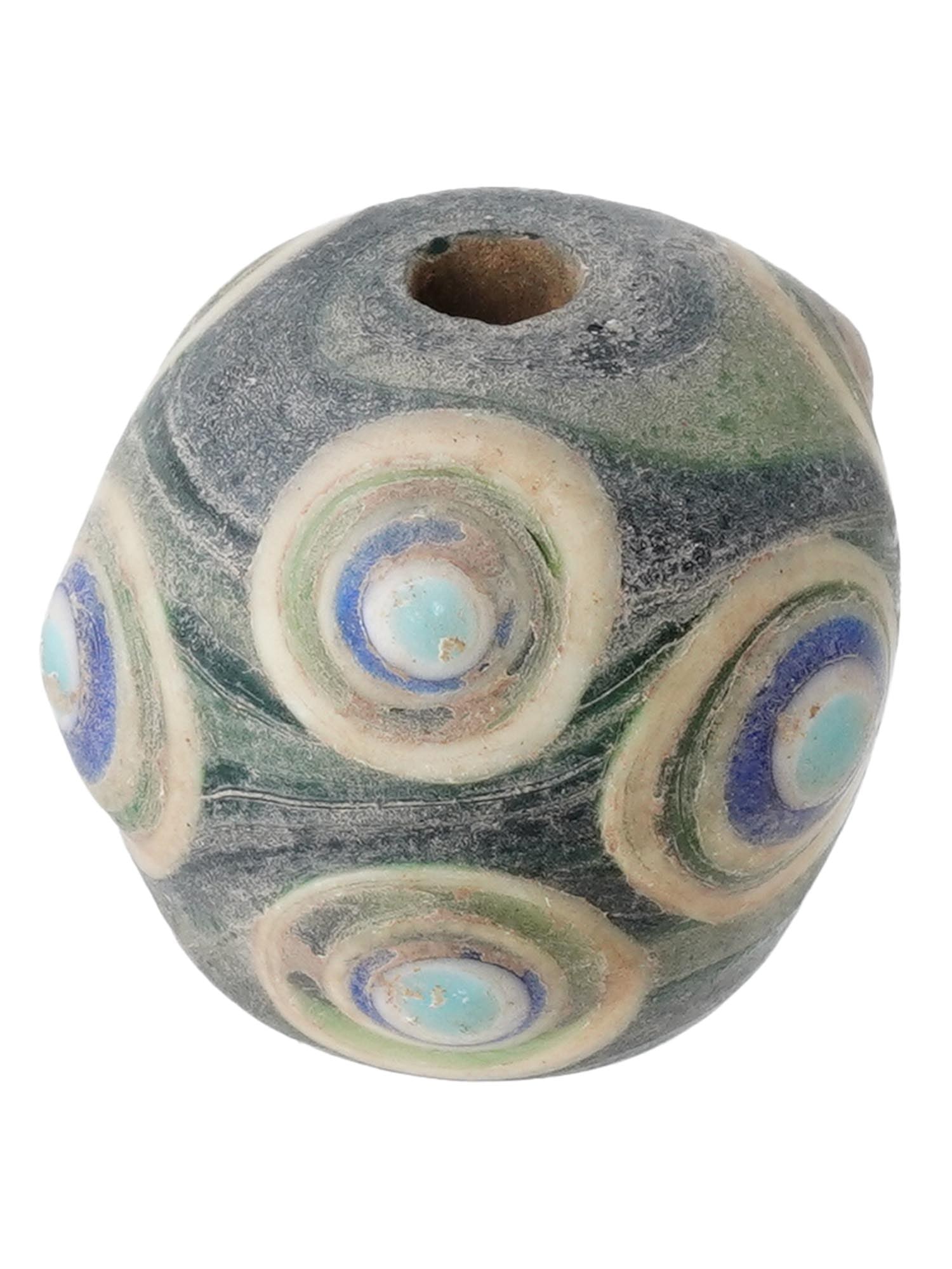 ANCIENT PHOENICIAN RAISED EYES FUSED GLASS BEAD (1 of 4)