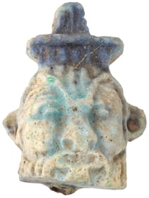 ANCIENT EGYPTIAN GLAZED FAIENCE GOD BES AMULET PENDANT