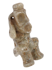 ANCIENT PRE COLUMBIAN TAINO COHOBA INHALER FIGURE