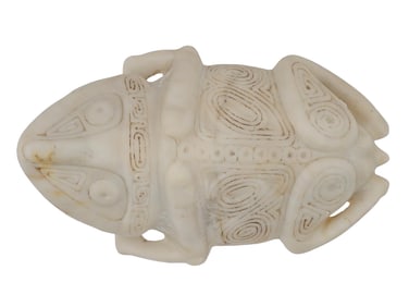 ANCIENT PRE COLUMBIAN TAINO ARAWAK MARBLE FROG FIGURE