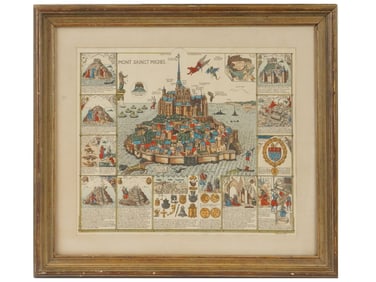 FRENCH COLOR LITHOGRAPH HISTORY OF MONT SAINT MICHEL
