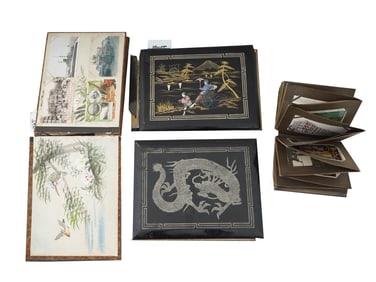 JAPANESE ALBUMS WITH 330 POSTCARDS AND REAL PHOTOS