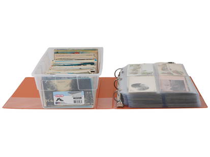 LARGE COLLECTION 900 ANTIQUE MIXED US STATES POSTCARDS: An extra large collection of 900 antique mixed U.S. States postcards housed in an album. Featuring real photo prints, divided and undivided backs, and including linen and chrome types, dating from the