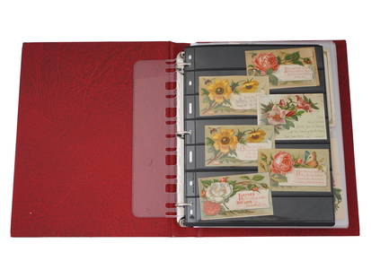 200 RELIGIOUS GREETING CARDS TRADE DIE CUTS TUCK PLUS: A collection of 200 antique and vintage English Raphael Tuck and Sons greeting cards and booklets housed in an album. Circa the late 19th to early 20th century. The pieces are partially handwritten, m