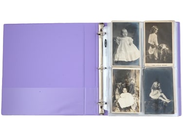 COLLECTION OF 90 REAL PHOTO WOMEN BABIES MEN POSTCARDS