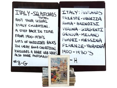 EXTRA LARGE COLLECTION OF 522 ANTIQUE ITALIAN POSTCARDS