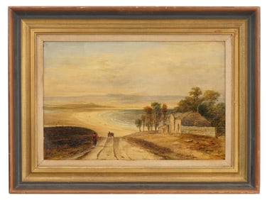 18TH CENTURY RURAL LANDSCAPE OIL PAINTING FRAMED