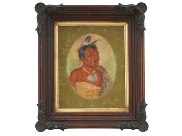 AFTER GEORGE CATLIN AMERICAN PORTRAIT OIL PAINTING