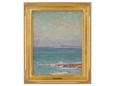 JOHN LAVERY IRISH OIL ON BOARD SEASCAPE PAINTING