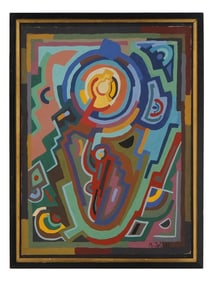 ABSTRACT GOUACHE PAINTING SIGNED MARY H JELLETT