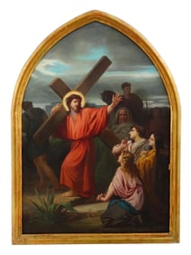 ANTIQUE 19TH C OIL ON COPPER PAINTING PASSION OF CHRIST