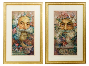 PAIR OF OIL PORTRAIT PAINTINGS BY BORIS RAKHAMIMOV