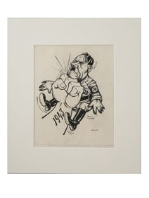 RUSSIAN SOVIET ERA ADOLF HITLER CARTOON SIGNED