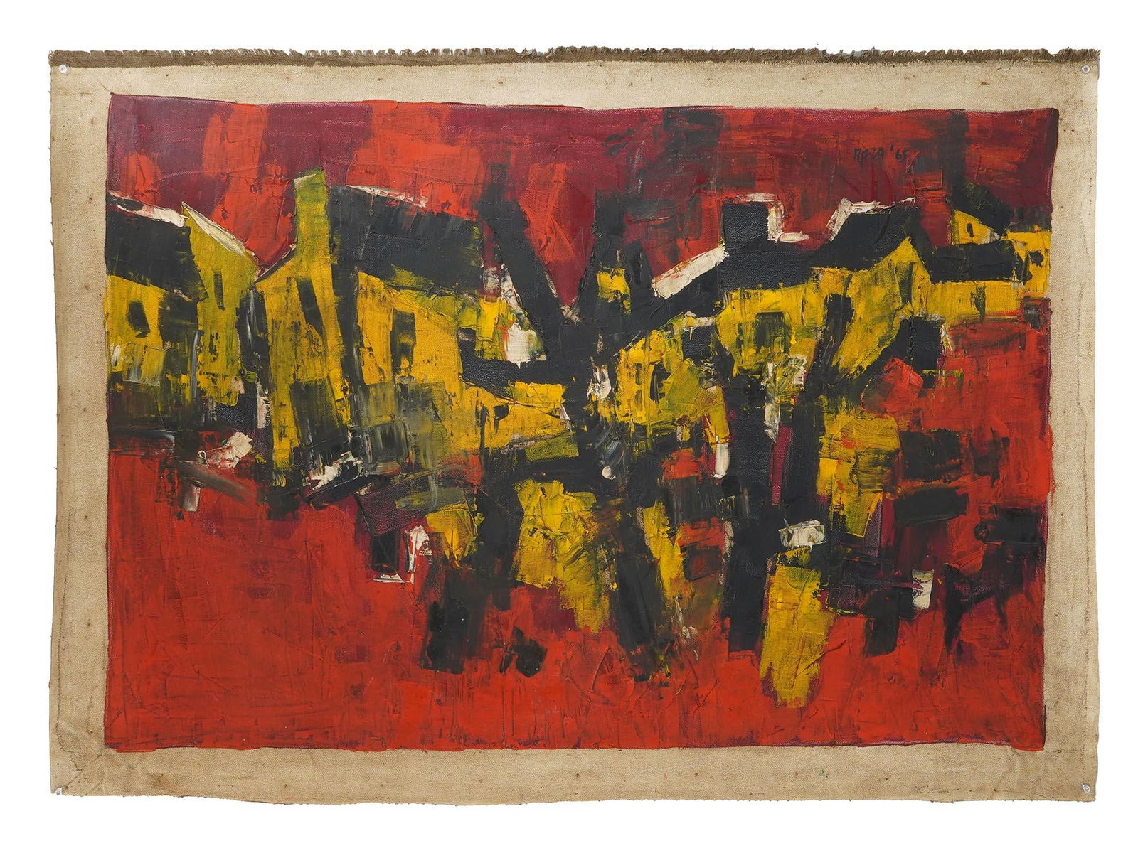 INDIAN SCHOOL PAINTING SIGNED SAYED HAIDER RAZA (1 of 6)