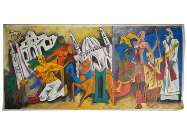 INDIAN SCHOOL PAINTING SIGNED MAQBOOL FIDA HUSAIN