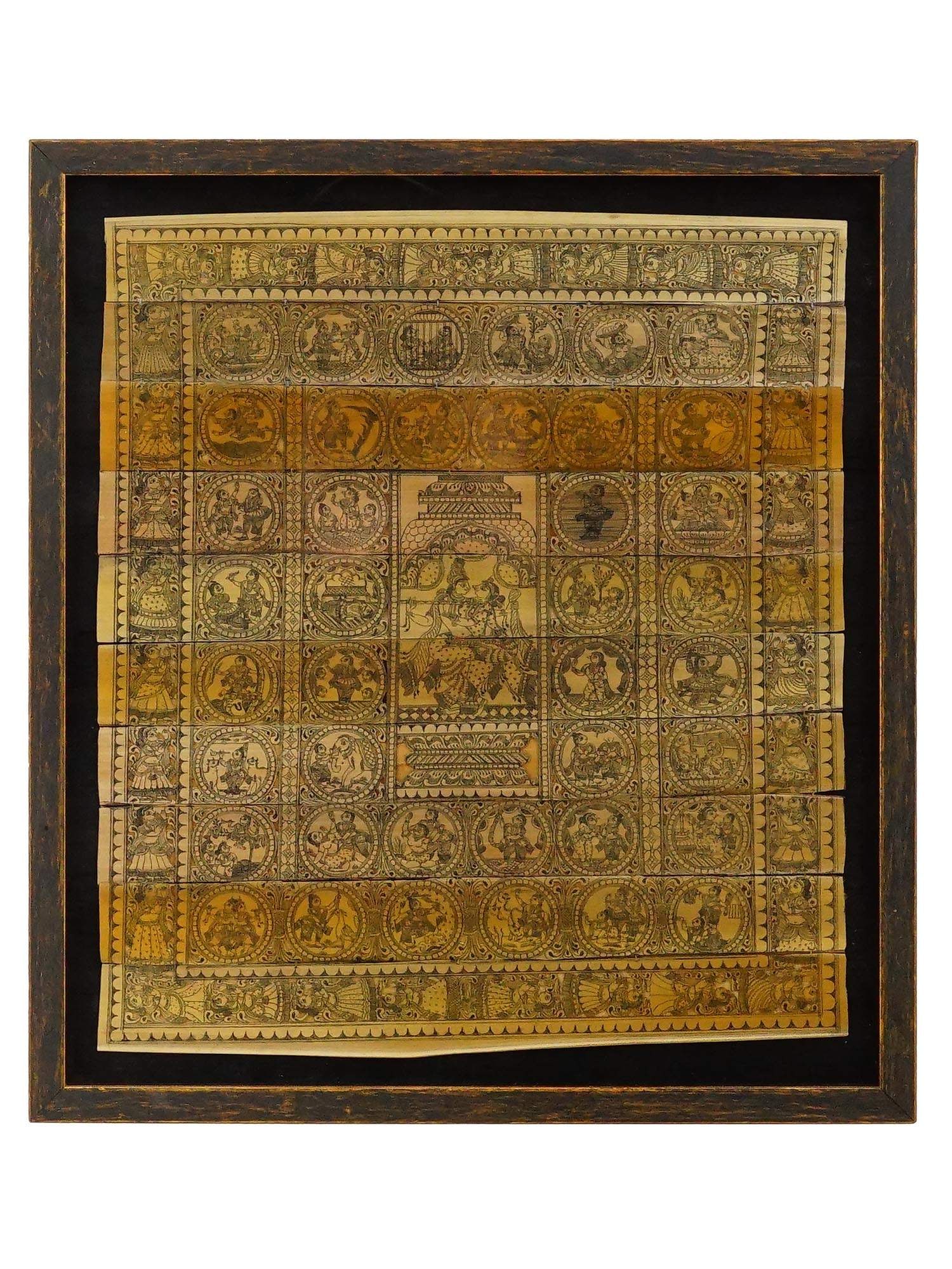 INDIAN KRISHNA RADHA PATTACHITRA PAINTING ON PALM LEAF (1 of 7)