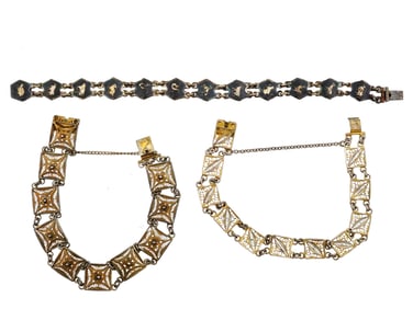 VINTAGE SILVER BRACELETS FILIGREE AND CHINESE ZODIAC