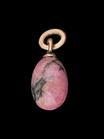 RUSSIAN 14K GOLD AND RHODONITE EASTER EGG PENDANT