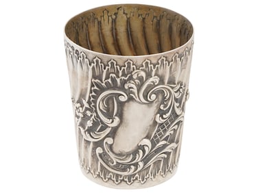 RUSSIAN 84 SILVER ENGRAVED RIBBED DESIGN VODKA CUP