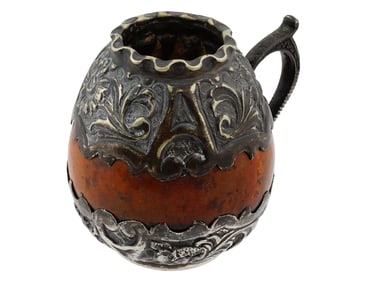ANTIQUE SPANISH COLONIAL SILVER MOUNTED MATE CUP