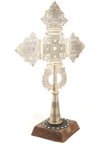 EXTRA LARGE ETHIOPIAN METAL COPTIC PROCESSIONAL CROSS