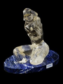LIVIO SEGUSO MANNER ROCK CRYSTAL TORSO ON LAPIS BASE