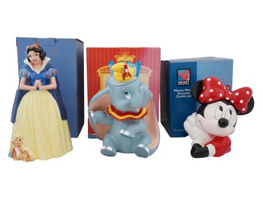 DISNEY THEMED FIGURAL PAINTED CERAMIC COOKIE JARS