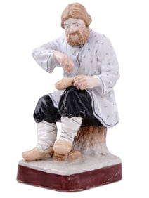 19TH CEN RUSSIAN GARDNER COBBLER PORCELAIN FIGURE