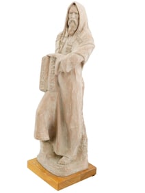 VINTAGE JUDAICA PLASTER SCULPTURE MOSES COMMANDMENTS