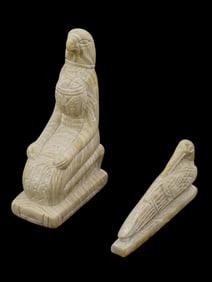 PAIR OF ANTIQUE EGYPTIAN REVIVAL CARVED STONE FIGURINES
