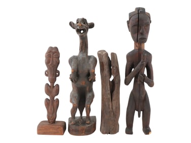 LOT OF FOUR AFRICAN CARVED WOODEN SCULPTURES