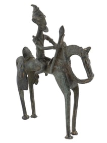 WEST AFRICAN DOGON TRIBE BRONZE HORSE RIDER FIGURINE