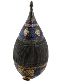 ANTIQUE PERSIAN QAJAR GILT SILVER HOOKAH BASE