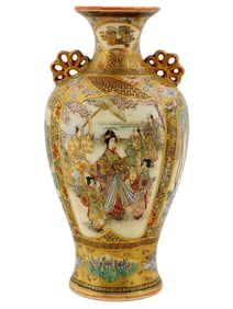 ANTIQUE JAPANESE MEIJI ERA SATSUMA PORCELAIN VASE